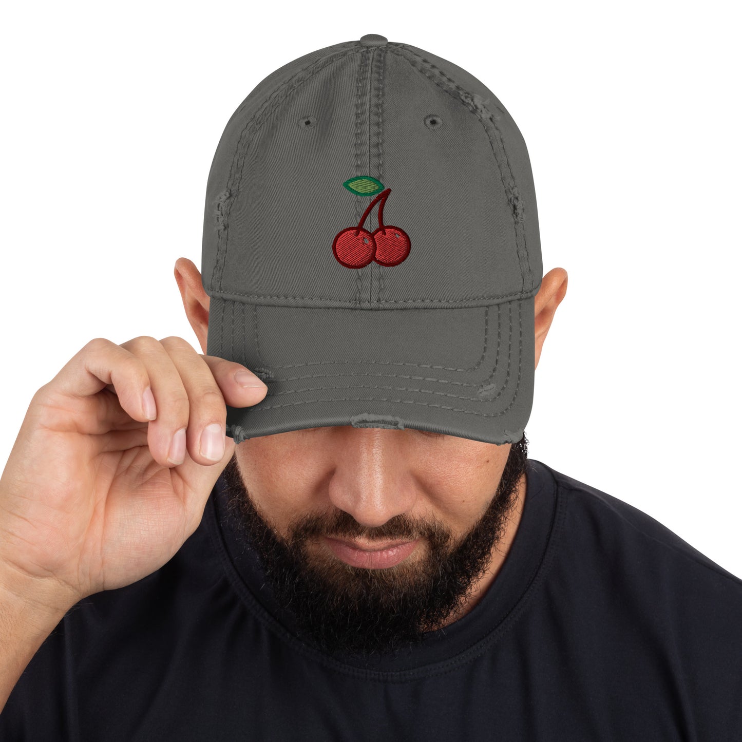 Cherry Distressed Dad Hat
