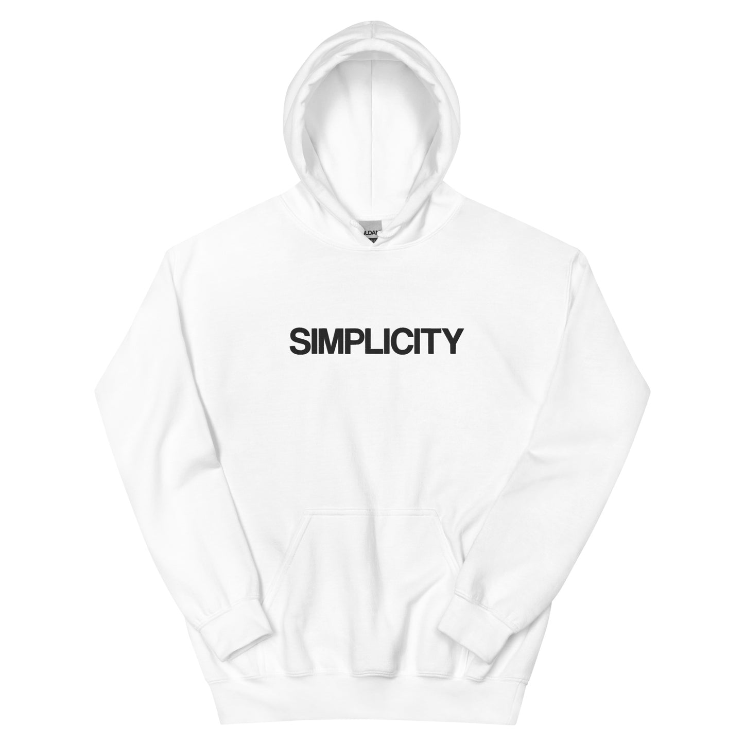 White embroidered Simplicity hoodie